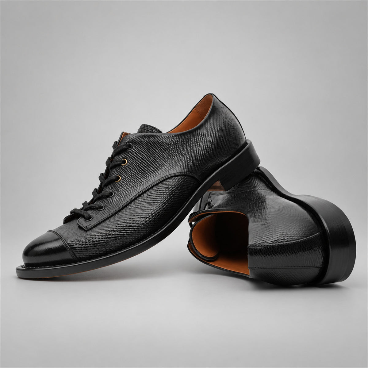 PASCH 267111B Black shell cordovan footwear, stacked view