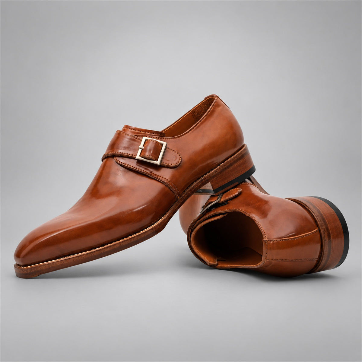 PASCH 267112A Brown shell cordovan footwear, stacked view