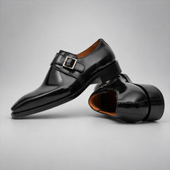 PASCH 267112B Black shell cordovan footwear, stacked view