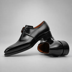 PASCH 267116B Black shell cordovan footwear, stacked view