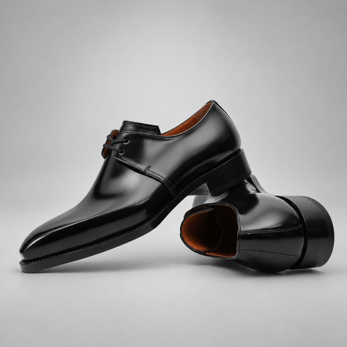 PASCH 267116B Black shell cordovan footwear, stacked view