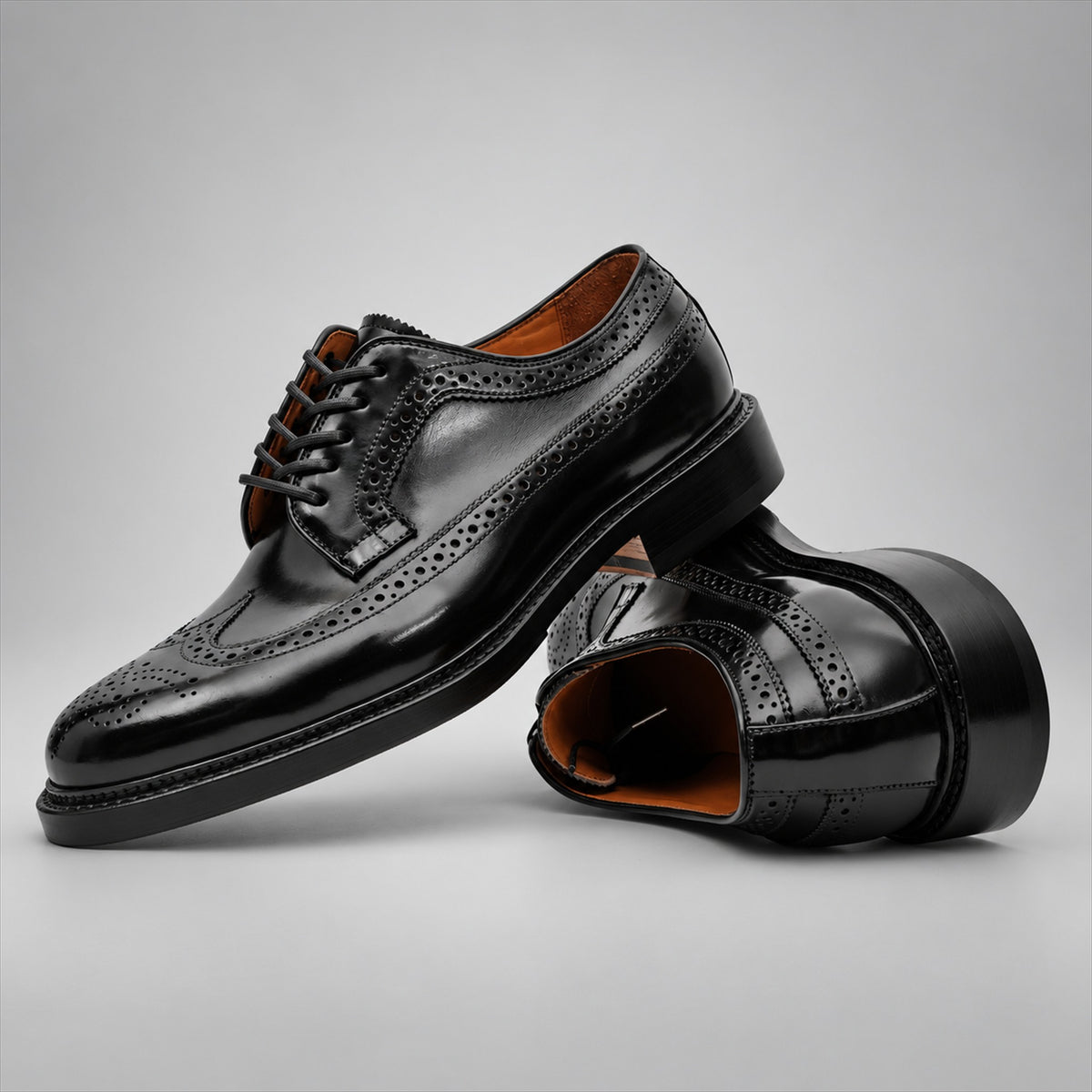 PASCH 267117B Black shell cordovan footwear, stacked view