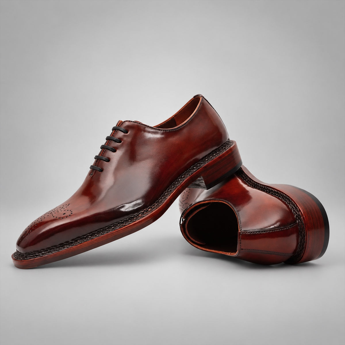 PASCH 267118A Coffee shell cordovan footwear, stacked view