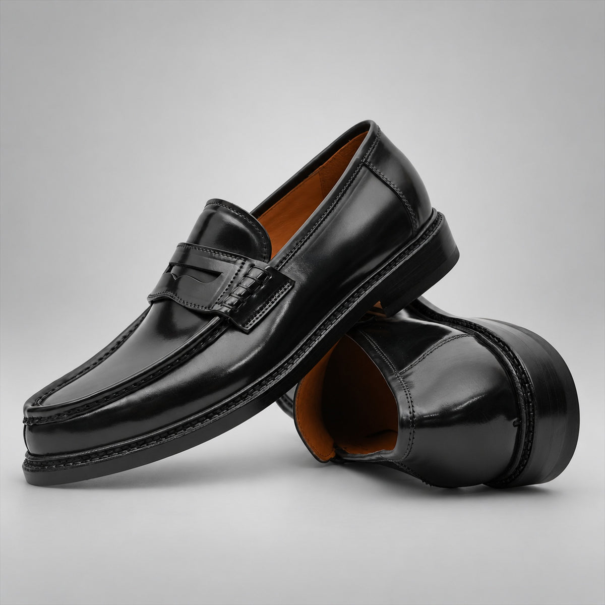 PASCH 267120B Black shell cordovan footwear, stacked view