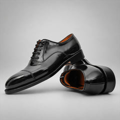 PASCH 267122B Black shell cordovan footwear, stacked view