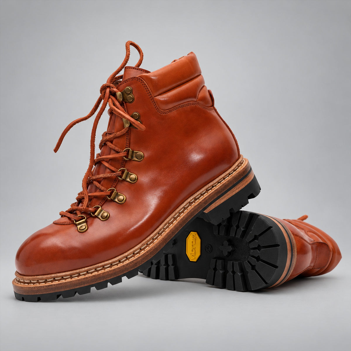 PASCH 267125A Brown shell cordovan footwear, stacked view