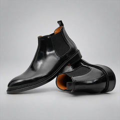 PASCH 267127B Black shell cordovan footwear, stacked view