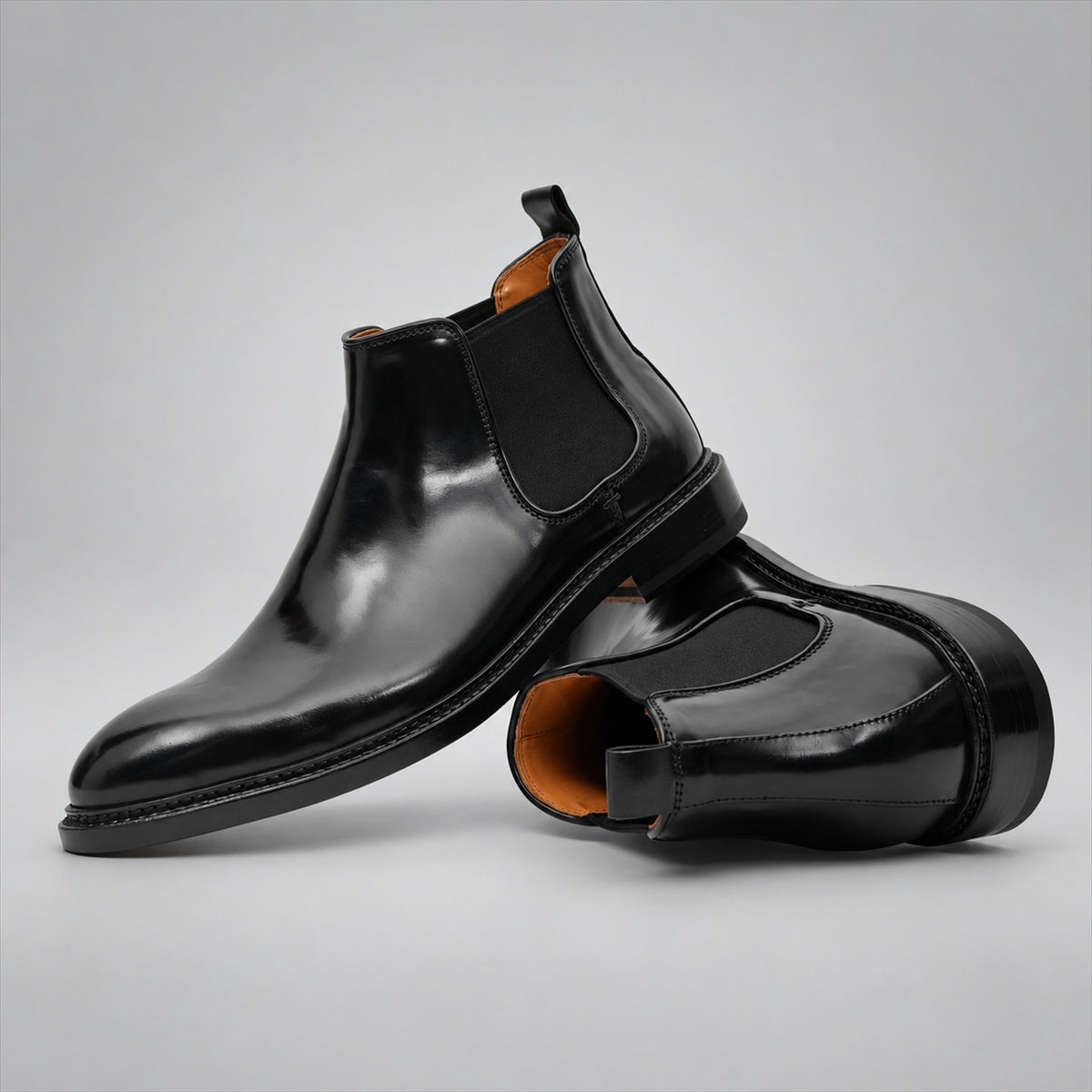 PASCH 267127B Black shell cordovan footwear, stacked view