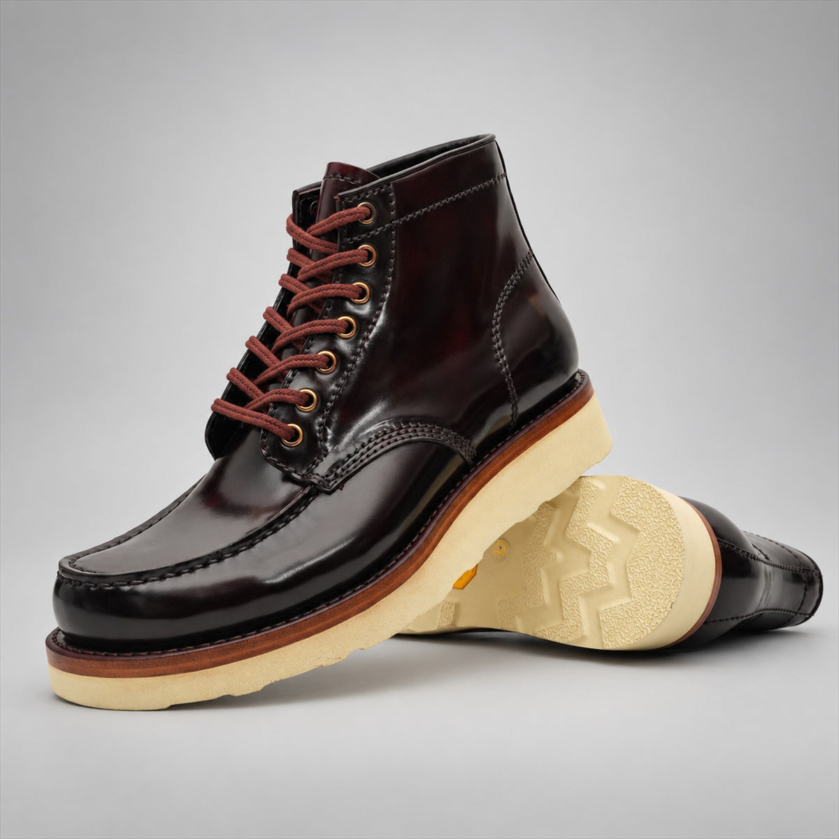 PASCH 267129A Dark Brown shell cordovan footwear, stacked view