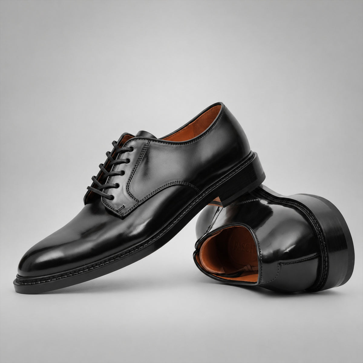 PASCH 267130B Black shell cordovan footwear, stacked view