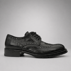 PASCH Ashford Washed & Dyed Wingtip Derby in Black, side view