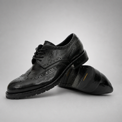 PASCH Ashford Washed & Dyed Wingtip Derby in Black