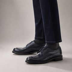PASCH Ashford Wingtip Derby in Blue Water-Washed Leather, on-foot view