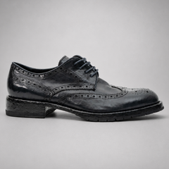 PASCH Ashford Wingtip Derby in Blue Water-Washed Leather, side view