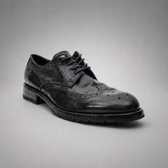 PASCH Ashford Wingtip Derby in Blue Water-Washed Leather