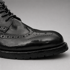 PASCH Alder wingtip boot in black water-washed leather