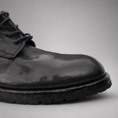 PASCH Harcourt Plain-Toe Derby in Blue Water-Washed Leather