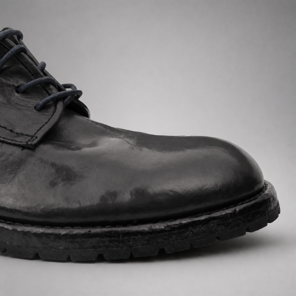 PASCH Harcourt Plain-Toe Derby in Blue Water-Washed Leather