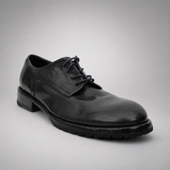 PASCH Harcourt Plain-Toe Derby in Blue Water-Washed Leather