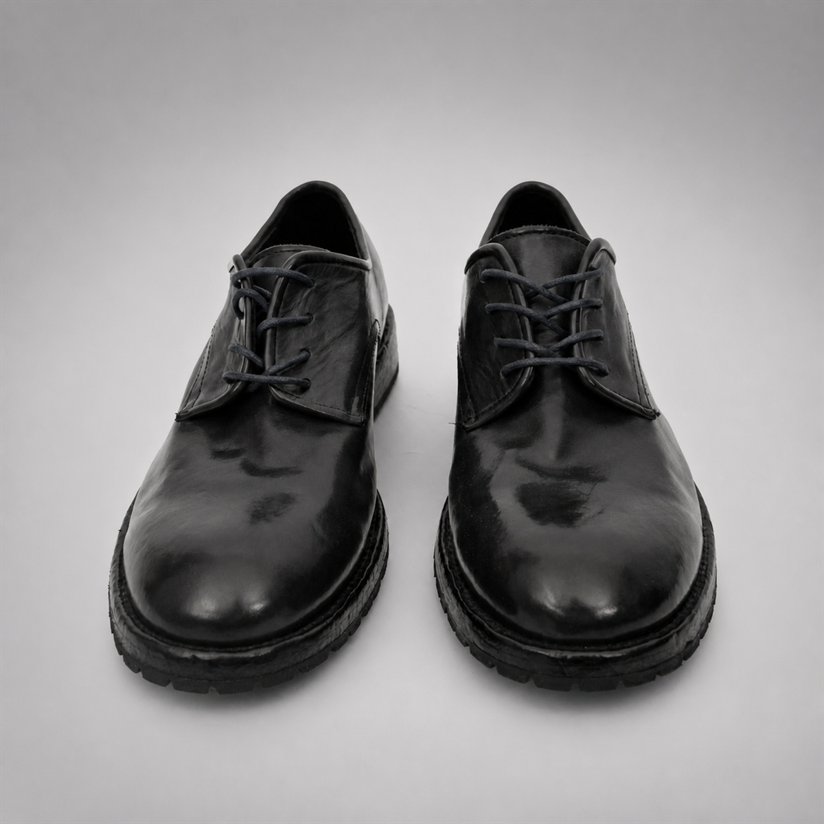 PASCH Harcourt Plain-Toe Derby in Blue Water-Washed Leather