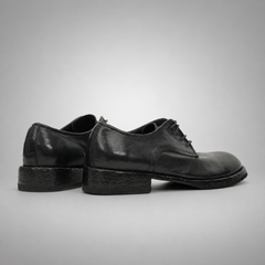 PASCH Harcourt Plain-Toe Derby in Blue Water-Washed Leather