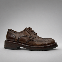 PASCH Kingsley Wingtip Derby in Coffee Brown Water-Washed Leather, side view