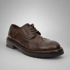 PASCH Kingsley Wingtip Derby in Coffee Brown Water-Washed Leather