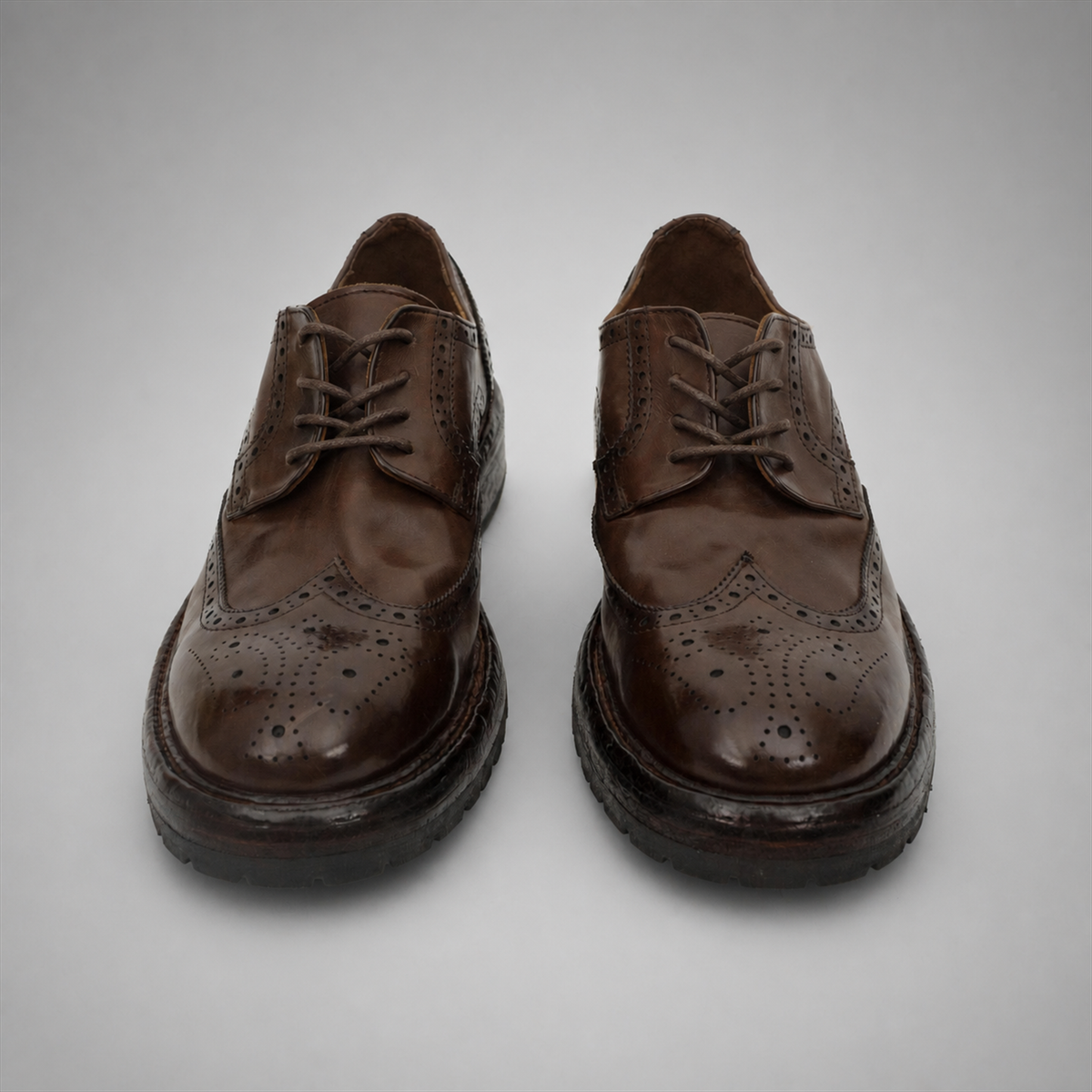 PASCH Kingsley Wingtip Derby in Coffee Brown Water-Washed Leather