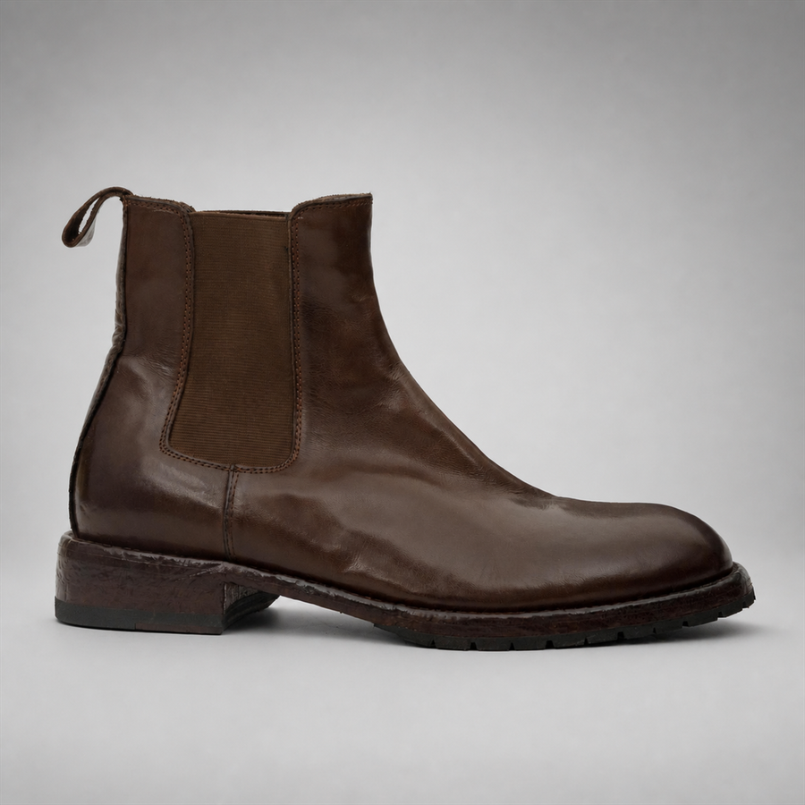 PASCH Regent Chelsea boot in coffee brown water-washed leather