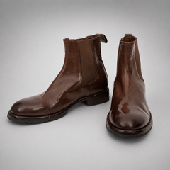 PASCH Regent Chelsea boot in coffee brown water-washed leather