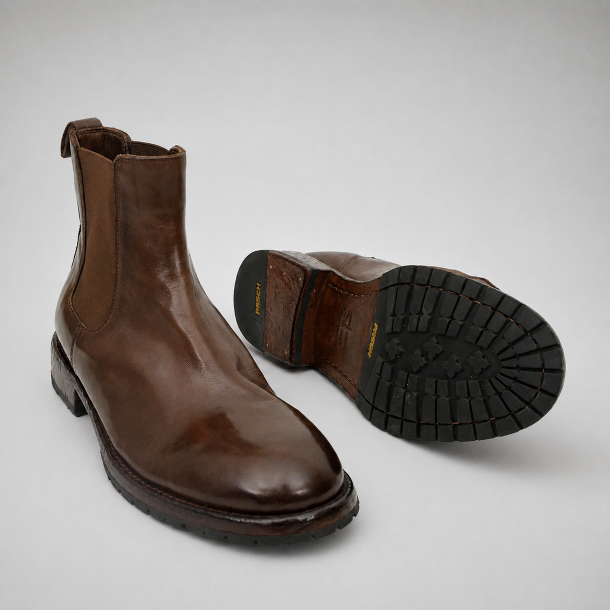 PASCH Regent Chelsea boot in coffee brown water-washed leather