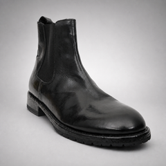 PASCH Regent Chelsea boot in black water-washed leather