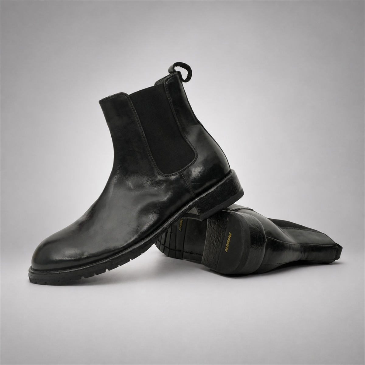 PASCH Regent Chelsea boot in black water-washed leather