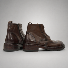 PASCH Beaumont Wingtip Boot in Coffee Brown Water-Washed Leather
