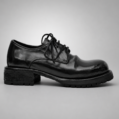 PASCH Hudson Plain-Toe Derby in Black Shell Cordovan, side view