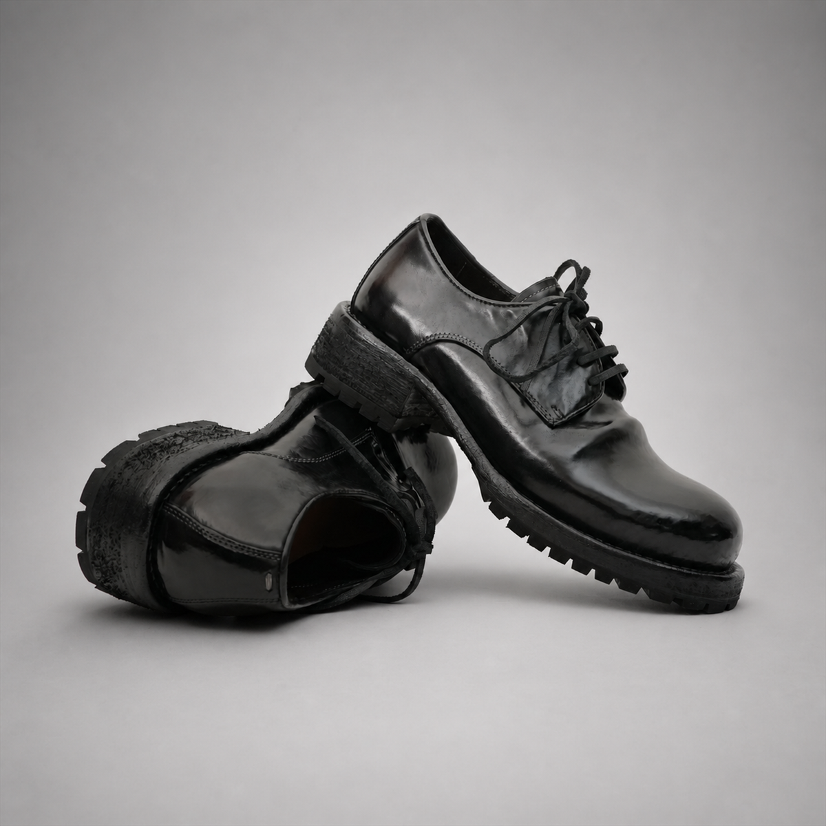 PASCH Hudson Plain-Toe Derby in Black Shell Cordovan