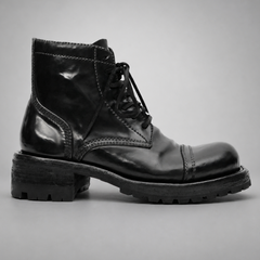 PASCH Bastion Cap-Toe Service Boot in Black Shell Cordovan, side view