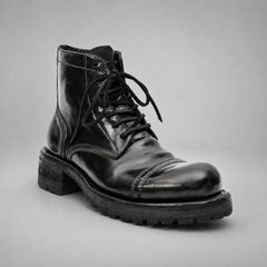 PASCH Bastion Cap-Toe Service Boot in Black Shell Cordovan