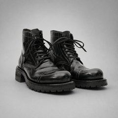 PASCH Bastion Cap-Toe Service Boot in Black Shell Cordovan