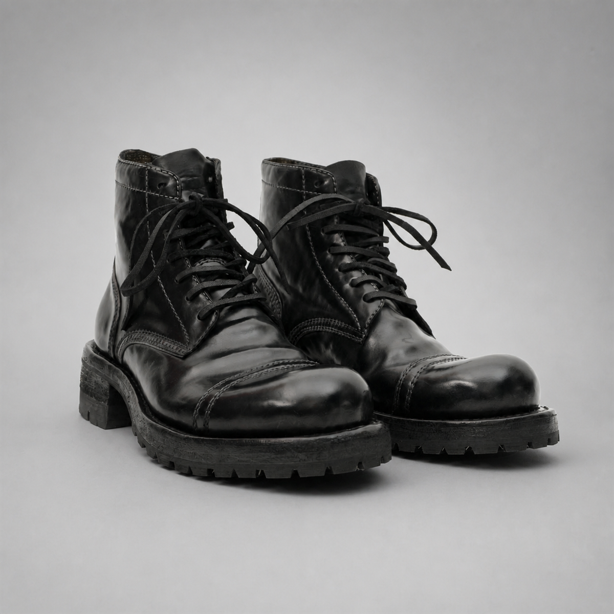 PASCH Bastion Cap-Toe Service Boot in Black Shell Cordovan