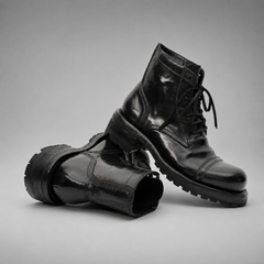 PASCH Bastion Cap-Toe Service Boot in Black Shell Cordovan