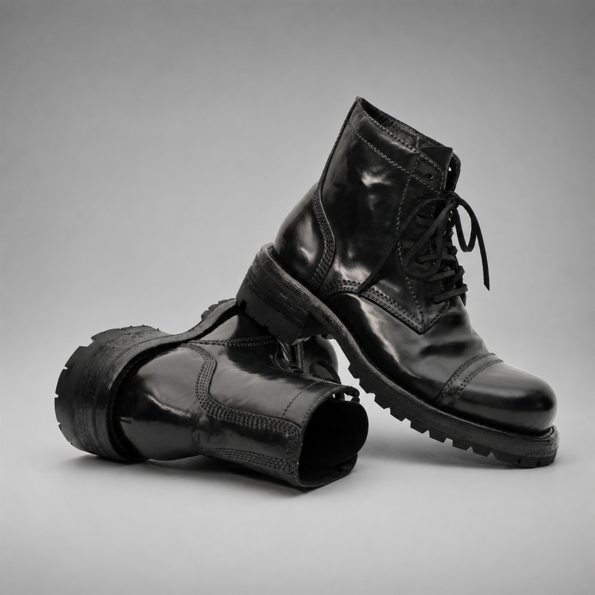 PASCH Bastion Cap-Toe Service Boot in Black Shell Cordovan