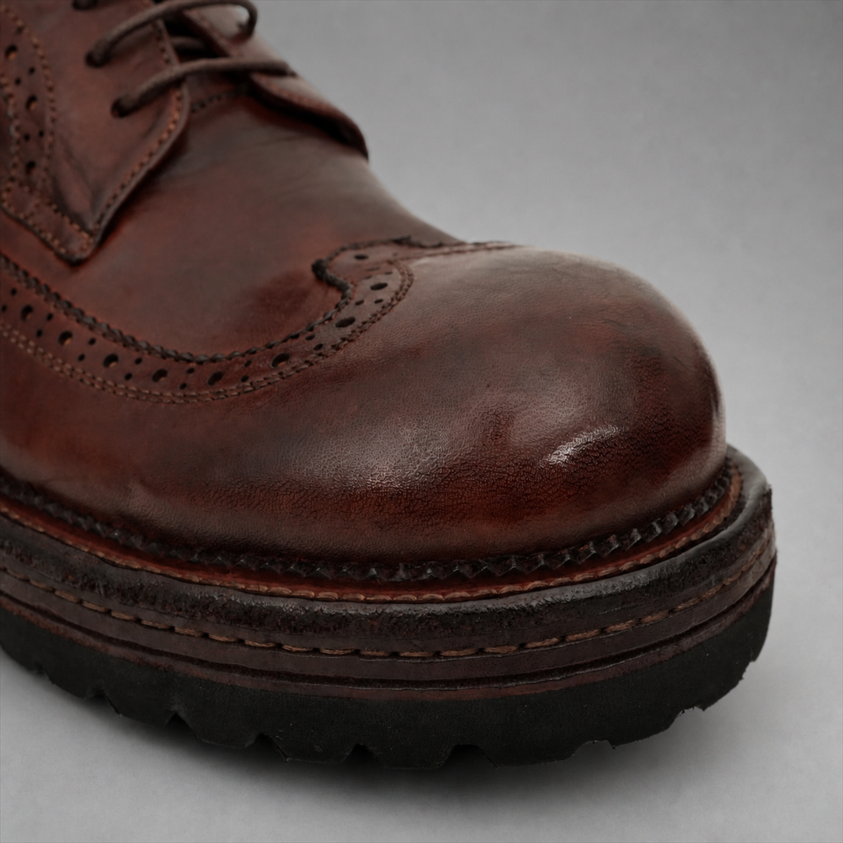 PASCH Wellington Longwing Derby in Coffee Brown Leather