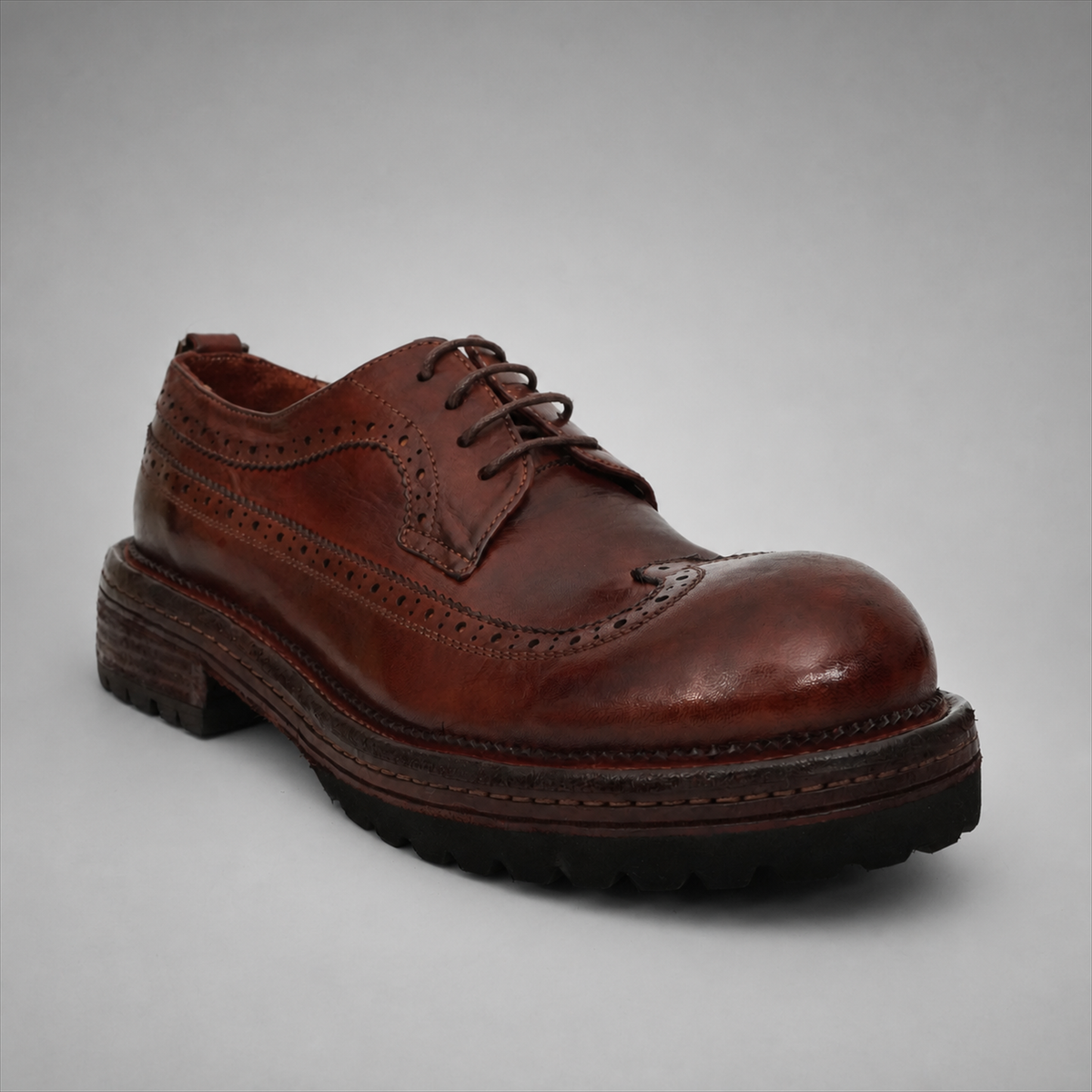 PASCH Wellington Longwing Derby in Coffee Brown Leather