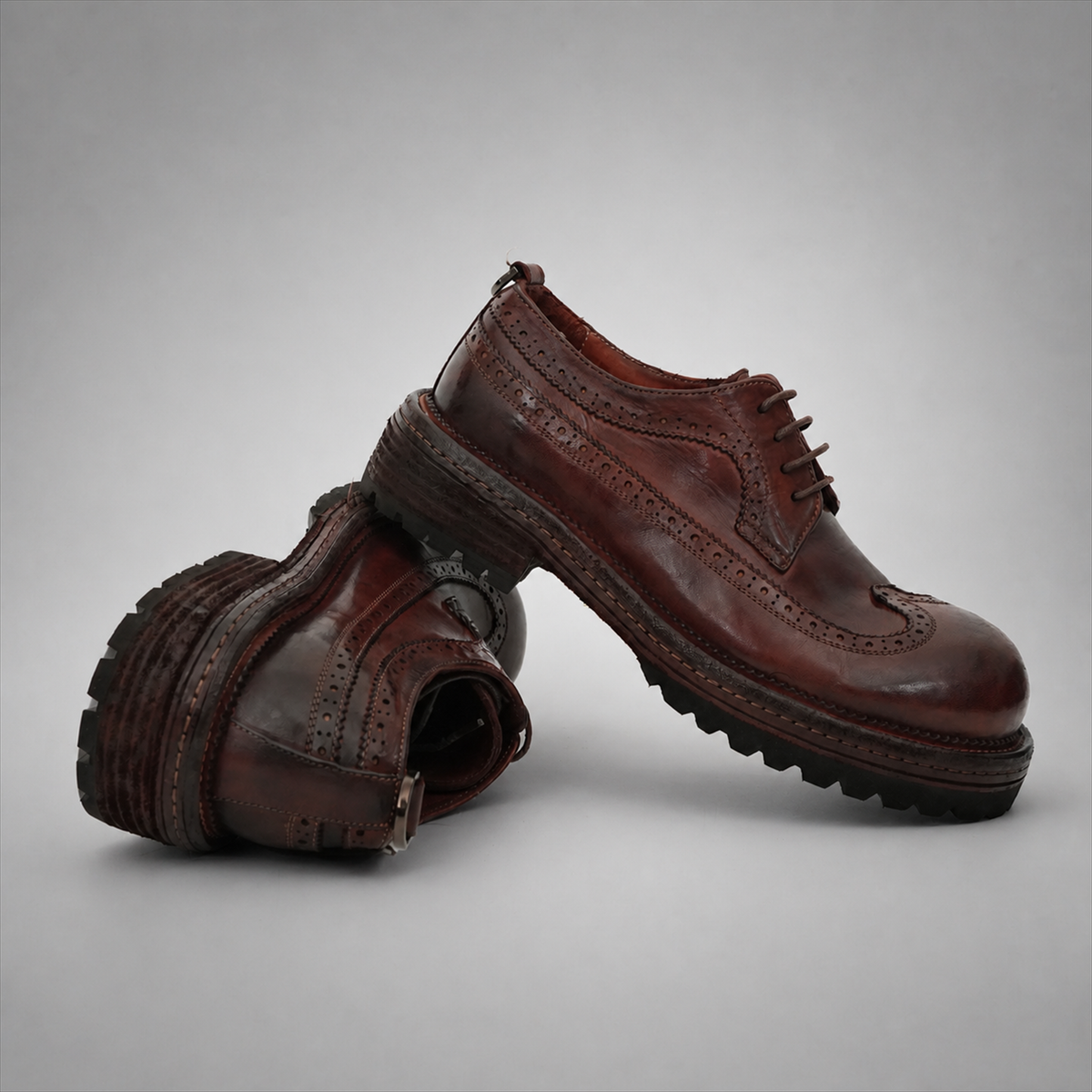 PASCH Wellington Longwing Derby in Coffee Brown Leather