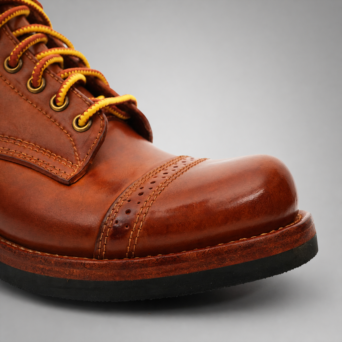 PASCH Frontier Cap-Toe Service Boot in Brown Horse Leather