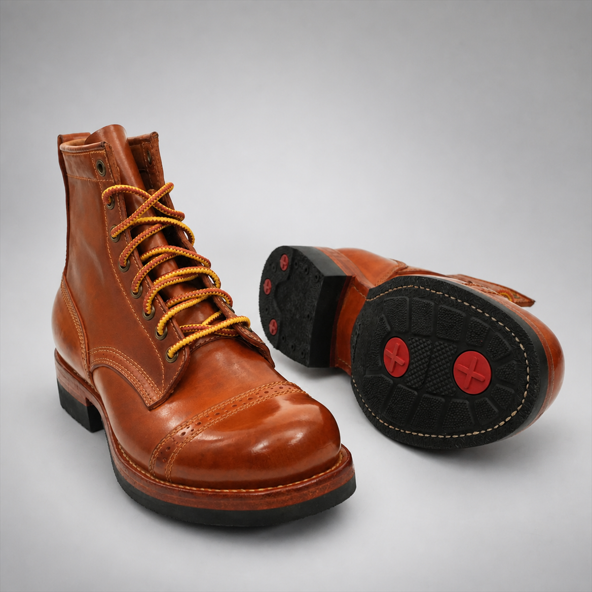 PASCH Frontier Cap-Toe Service Boot in Brown Horse Leather