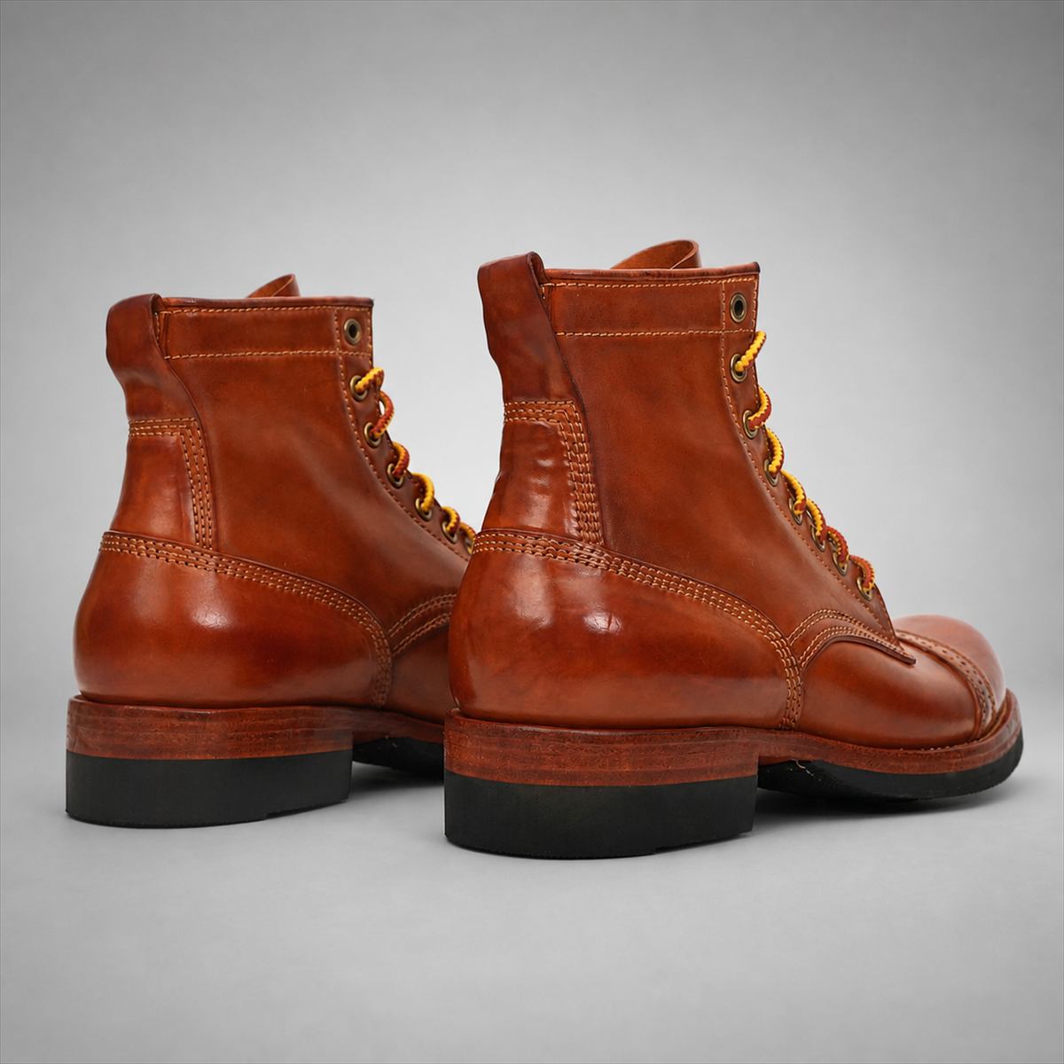 PASCH Frontier Cap-Toe Service Boot in Brown Horse Leather