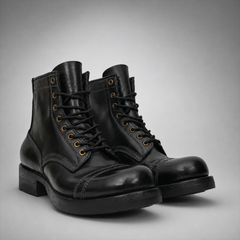 PASCH Frontier Cap-Toe Service Boot in Black Horse Leather