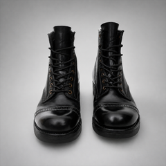 PASCH Frontier Cap-Toe Service Boot in Black Horse Leather